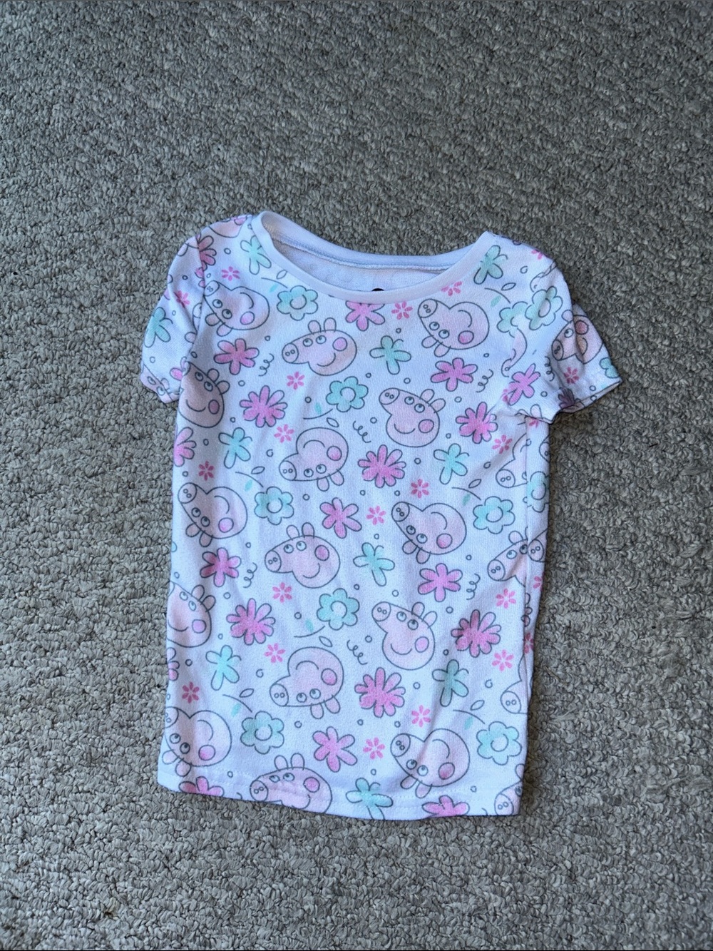 Girls' Pink & White Floral Character Short Sleeve Top